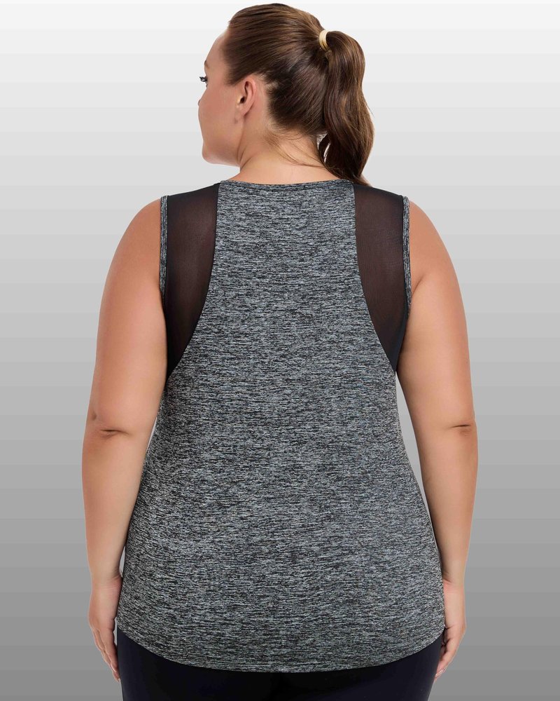 MTICFMY Plus Size Workout Tank Tops for Women, Black Sleeveless Athletic Shirts Loose Fit, Mesh Flowy Yoga Gym Running Summer Clothes 3X