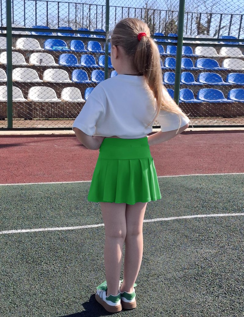 Arshiner Girl's Tennis Skirts with Shorts Athletic Pleated Skirt Workout Performance Skorts with Pockets for Kids 4-13Y Green