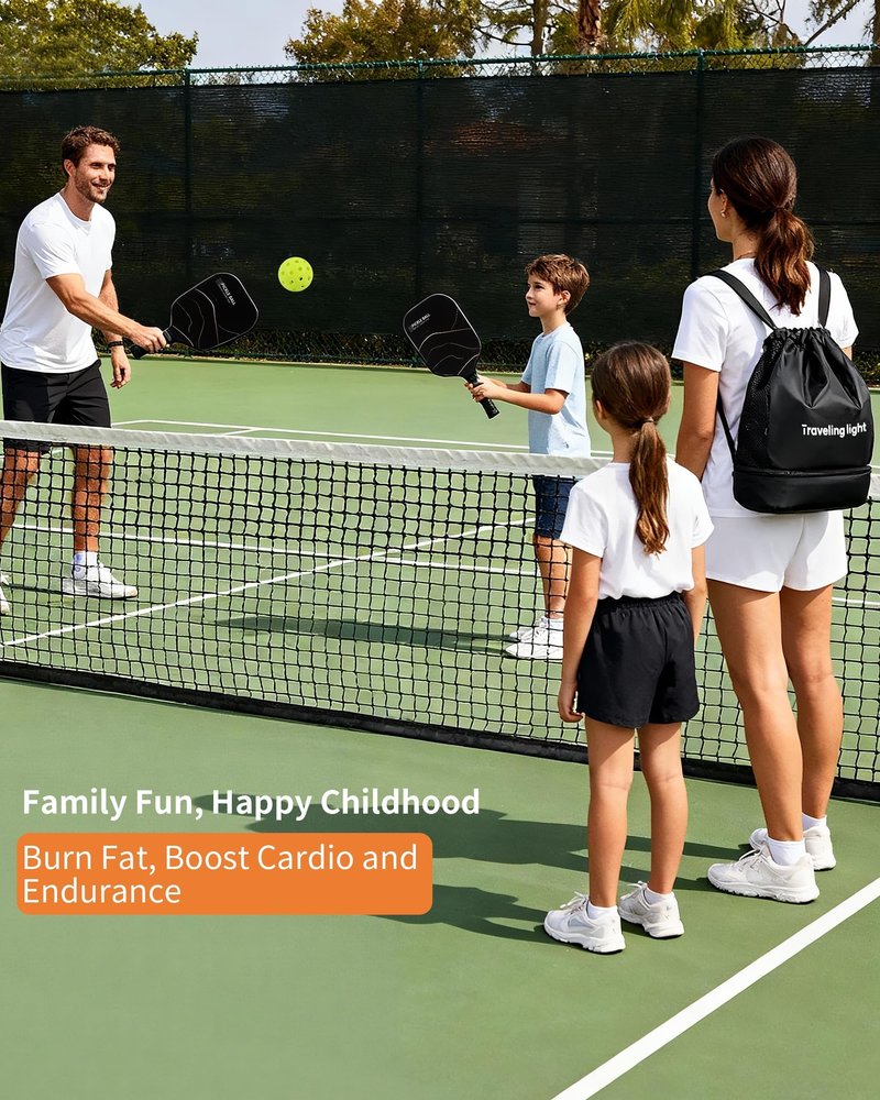 Pickleball Paddles Set of 2 for Beginners & Casual Players, Lightweight Fiberglass Rackets with Large Sweet Spot, Comfortable Grip, Includes 4 Outdoor Balls & Carry Bag – Easy Control & Fun Play Anywh