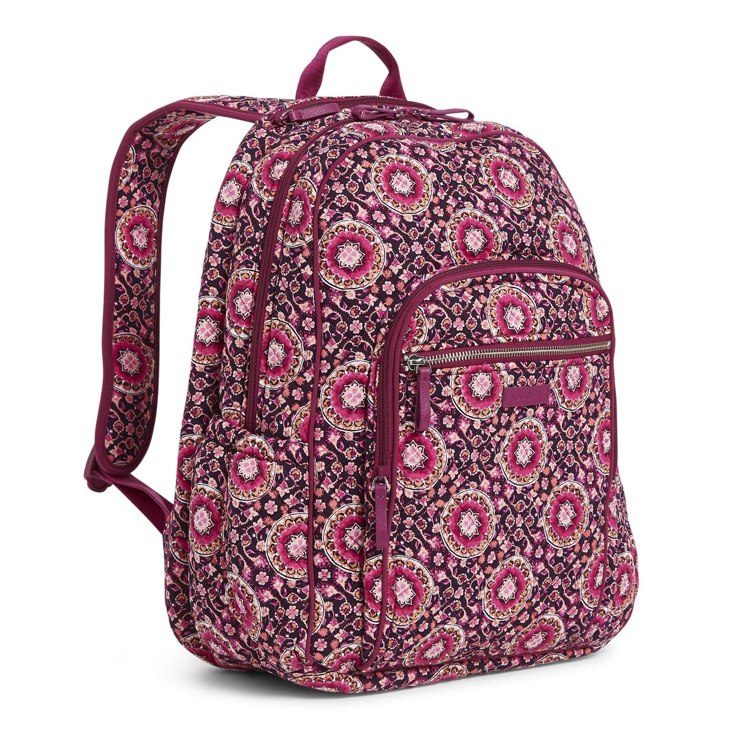 Vera Bradley Women's Cotton Campus Backpack, Raspberry Medallion, One Size