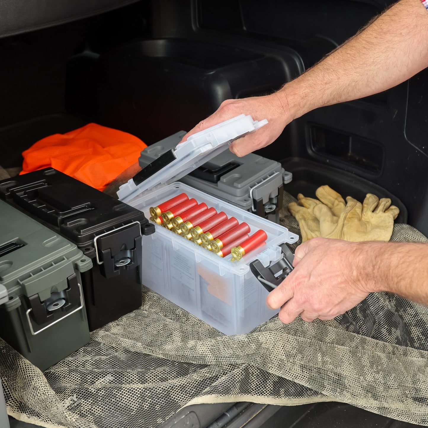Sheffield Ammo Box Made in USA, Stackable Lockable Ammo Storage Box, Frost