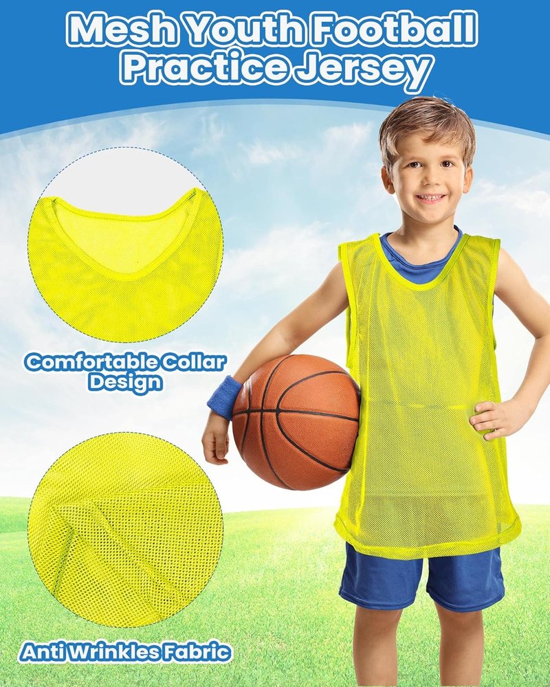 36 Pcs Youth Sports Pinnies - Soccer, Basketball, Football Scrimmage Jerseys | Durable Practice Vests