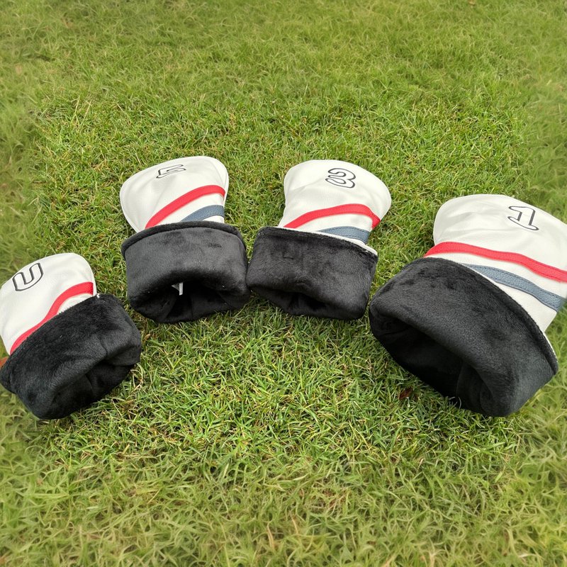 Golf Club Head Covers for Driver Fairway Woods and hybrids - Leather Head Covers disigned to fit All Drivers and Woods - Embroidery Number Vintage Leather Style - Soft and Delicate Interior