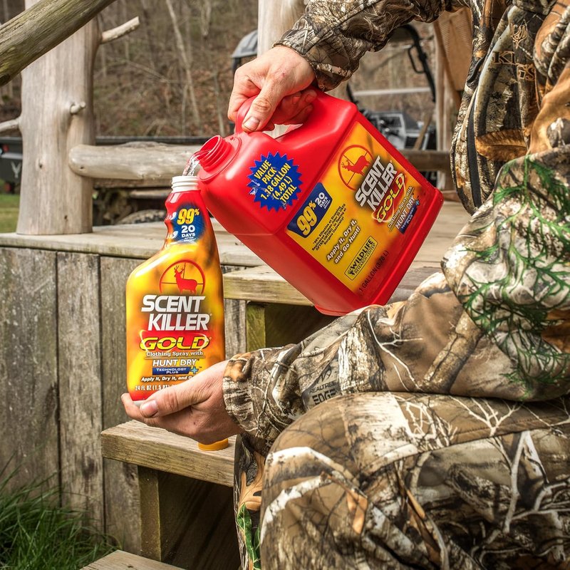 Scent Killer Gold Spray | Hunting Odor Eliminator with Hunt Dry Technology - Maximum Performance for Deer & Elk (Gallon Combo)