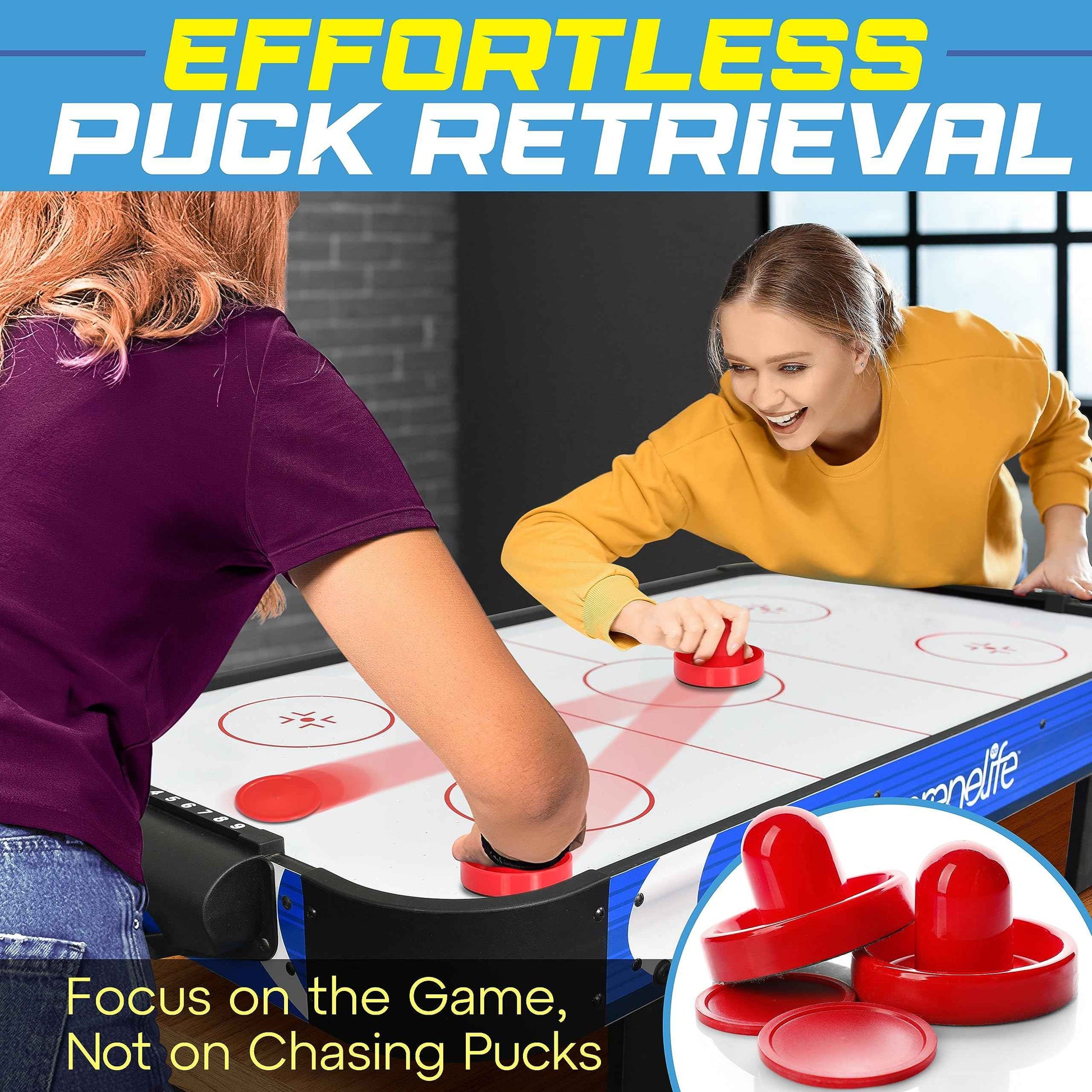 SereneLife 40" Air Hockey Game Tabletop, w/Fastest Game Play Upgraded 110v Motor, Built-in Score Tracker & Puck Dispenser, Accessories