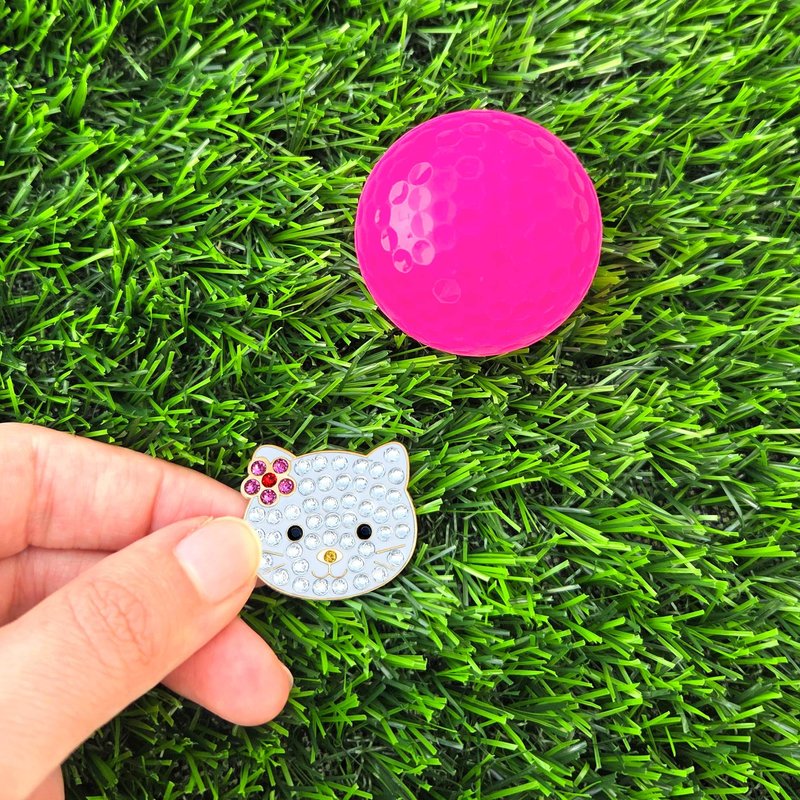 NAVIKA Kitty Cat Golf Ball Marker with Austrian Crystals | Hat Clip Included | Kitten Themed Golfing Accessory for Women | Cat Lover Golf Gift