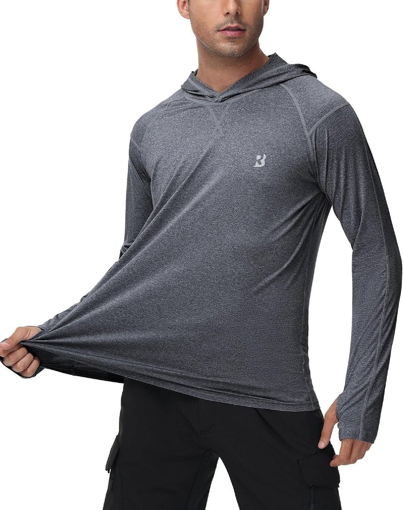 UPF 50+ Fishing Shirt for Men - Long Sleeve UV Sun Hoodie | Ideal for Hiking, Running, and Athletic Workouts