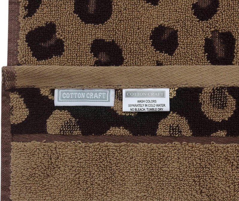 Cotton Craft 6-Piece Animal Print Towel Set | Soft 100% Cotton Jacquard Bath & Hand Towels