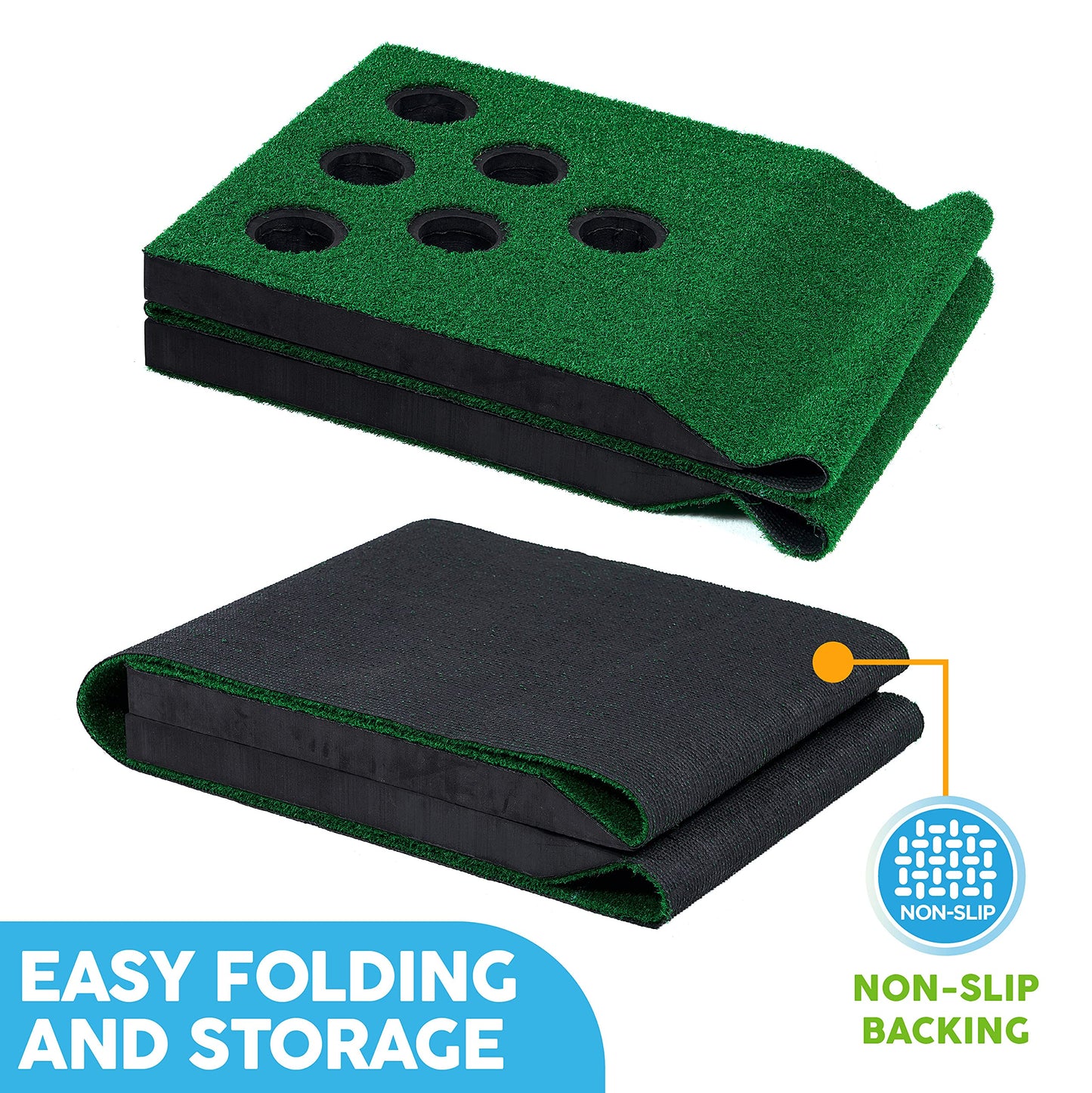 MD Sports Big Sky Pong Golf Putting Mat Game with 12 Cup Covers - Portable Outdoor Putting Green with Non-Slip Bottom for Tailgating, Backyard Parties, Beach - Outdoor Games for Adults and Family