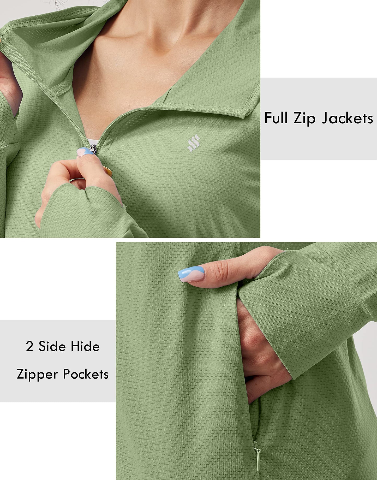 Soothfeel Women's UPF 50+ Sun Protection Hoodie Jacket Lightweight Long Sleeve Sun Shirt for Women with Pocket Hiking Outdoor Olive M
