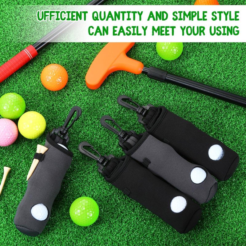 Halloscume 24 Pcs Golf Ball Holder Pouch with Tee Holder Keychain Belt Clip Hook Golf Carry Bag for Women Ladies Man Gifts(Black and Dark Gray,2 Style)