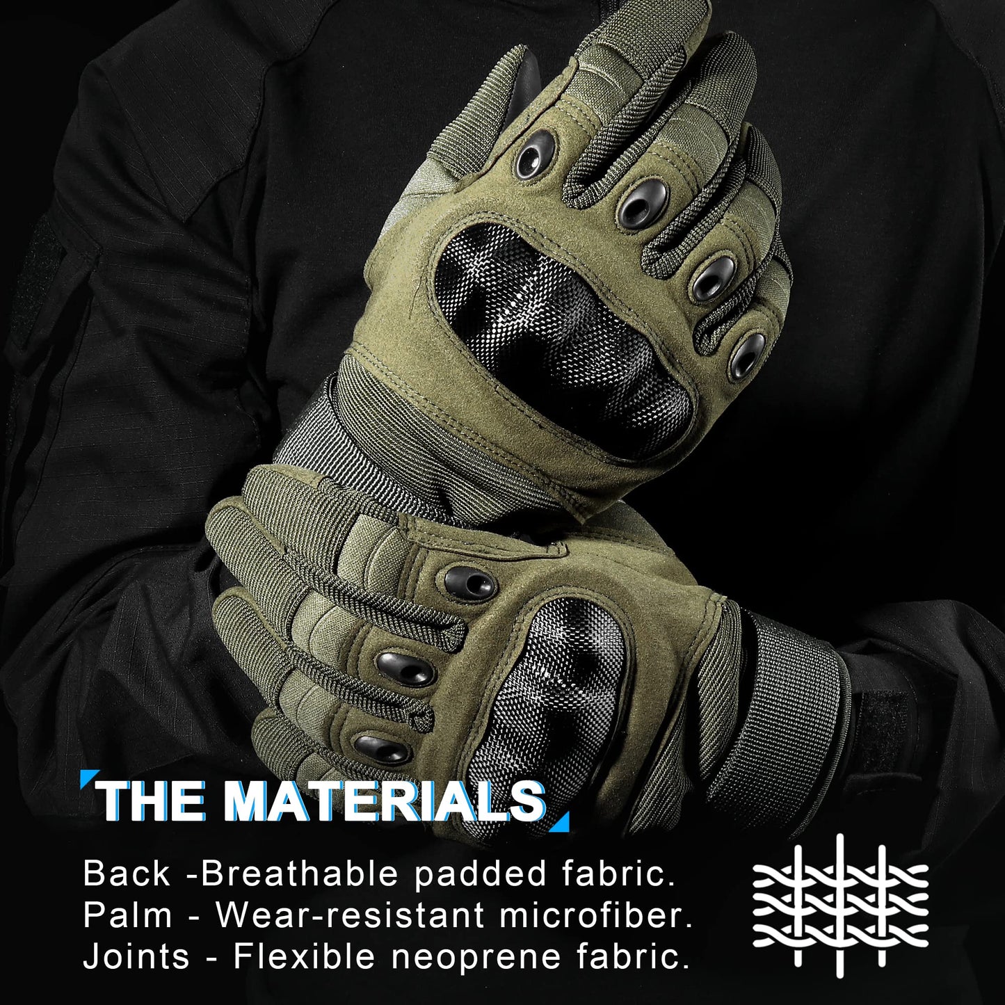 MVPTOO Touchscreen Padded Palm Gloves for Men Green X-Large