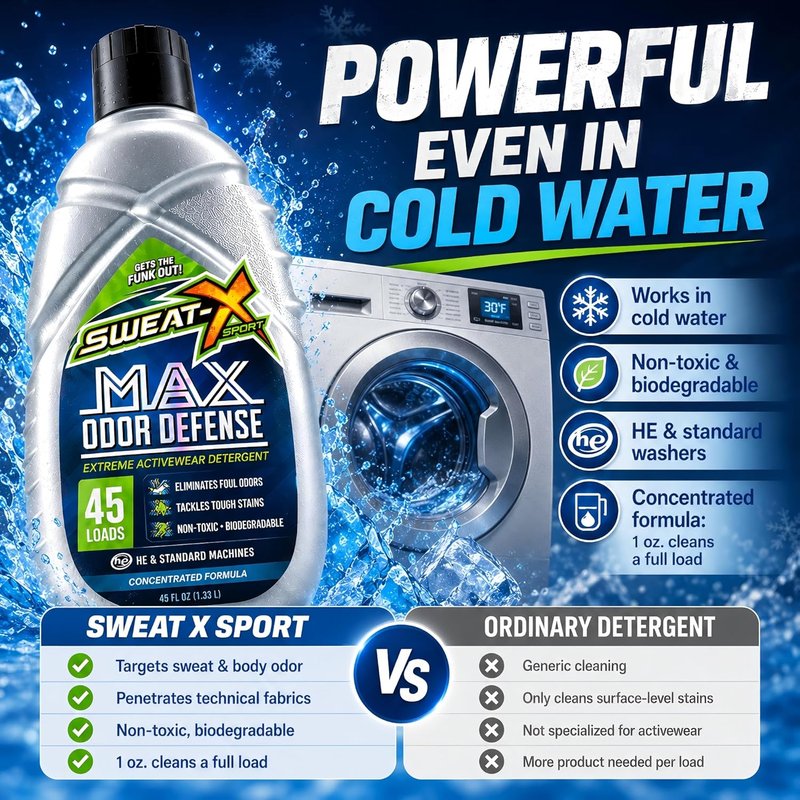 Max Odor Defense Laundry Detergent - Natural Liquid for Activewear & Sensitive Skin | 45 Loads