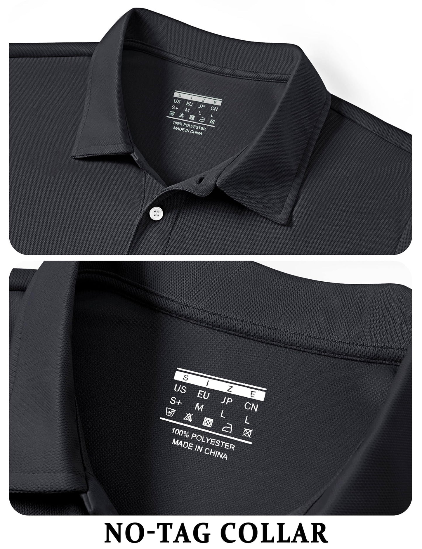 TACVASEN Mens Golf Shirt Dry Fit Mens Polo Shirts Short Sleeve Performance Golf Polos for Men with Collar Work Shirts Black, L