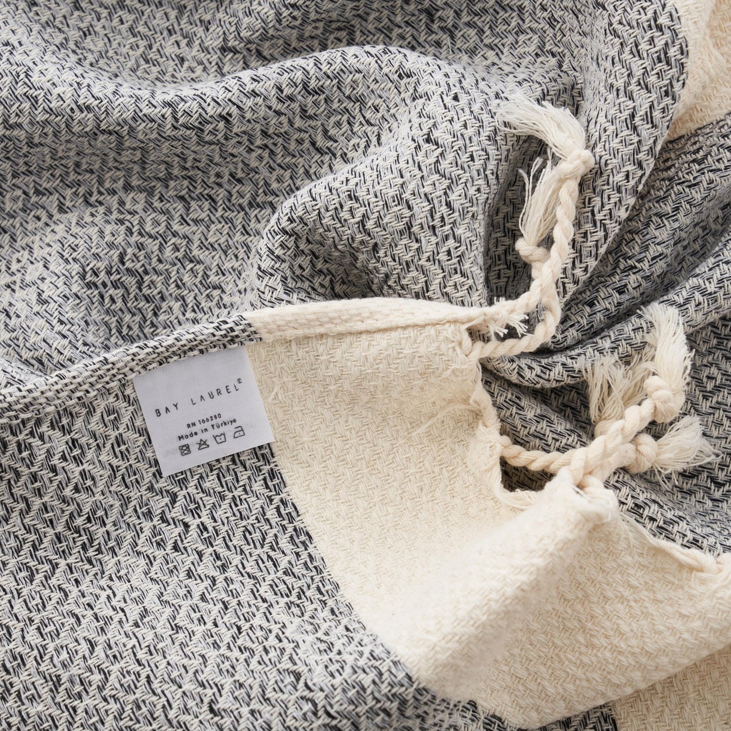 BAY LAUREL Turkish Hand Towel – Pack of 2 | Soft & Absorbent Decorative Towels for Bathroom, Hand, Face, Hair, Gym, Yoga, SPA, Kitchen & Tea | Boho Decor (Gray, Diamond 15x26 Inches (Set of 2)