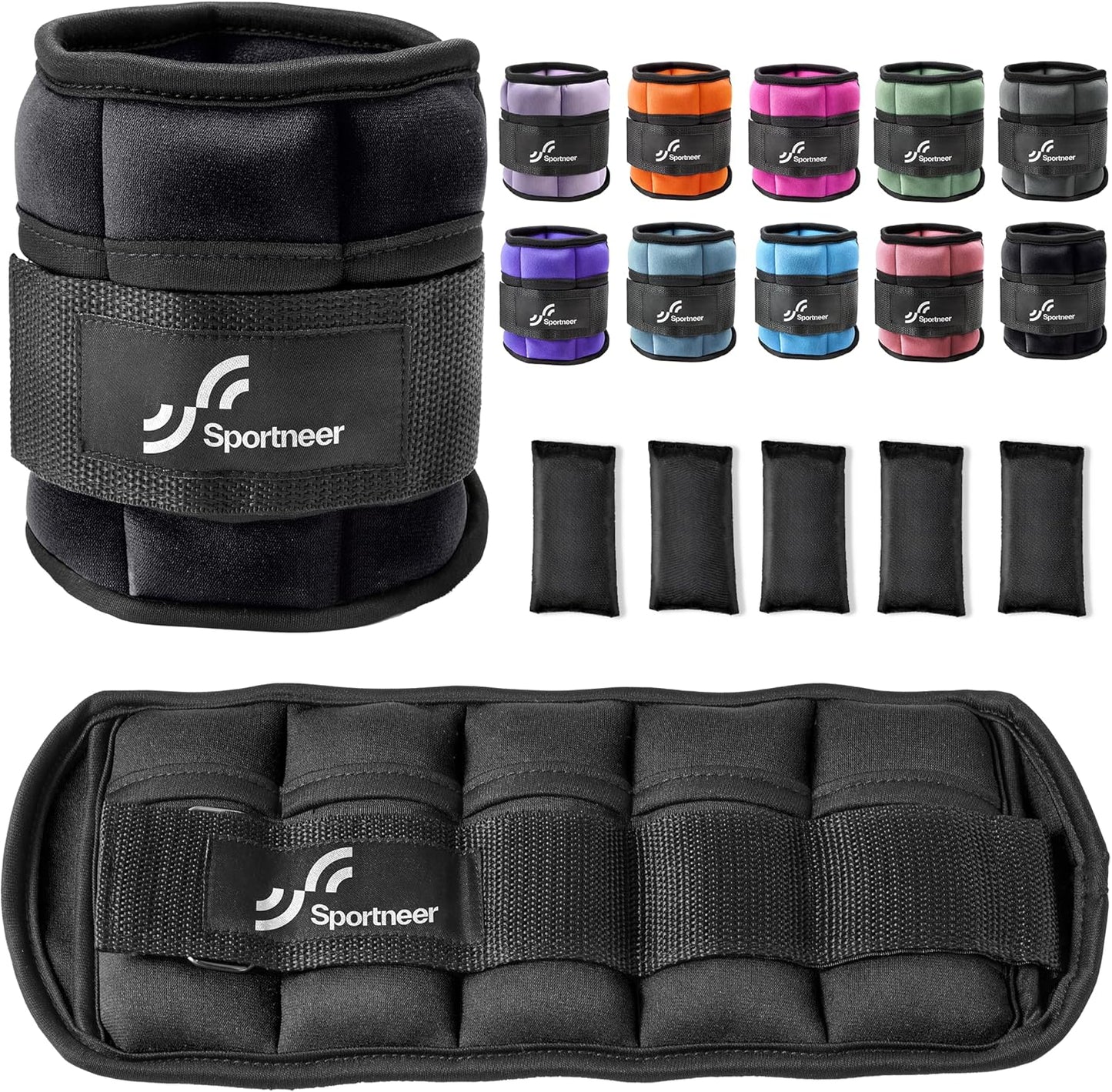 Adjustable Ankle Weights Set - 1 Pair (2-10 lbs) Neoprene Leg Weights for Walking, Running & Yoga