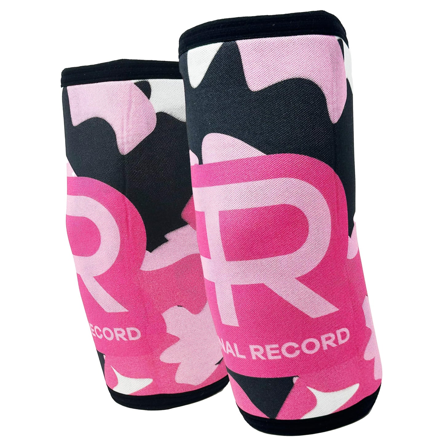 PR Personal Record Premium Elbow Sleeve for Weightlifting Powerlifting and Strength Training, Quality Neoprene Elbow Sleeves Support in Pairs by Larry Wheels - Pink Camouflage - Small
