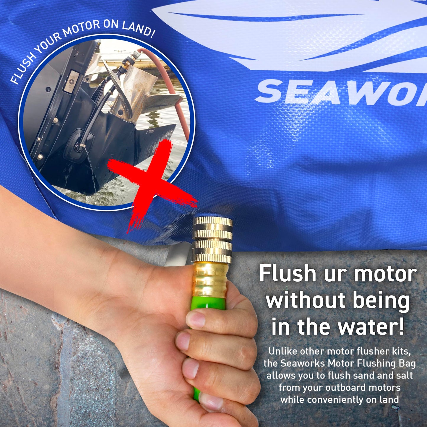 Seaworks Outboard Motor Flushing Bag for Marine Engines & Sterndrives
