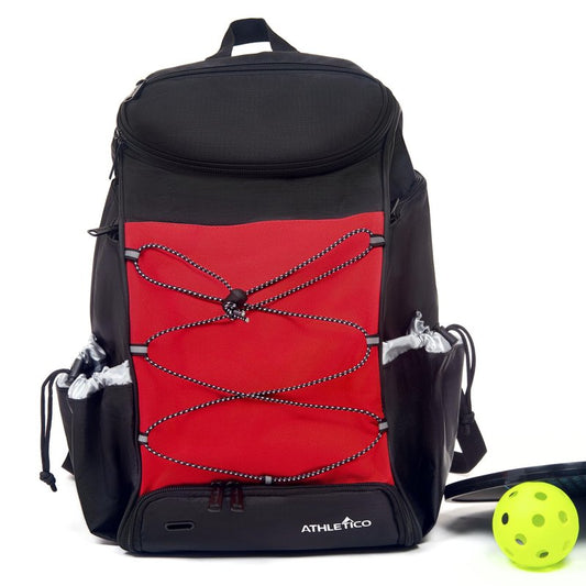 Athletico 35L Pickleball Backpack - Fits Up to 2 Paddles, Includes Ball Holder (Red)