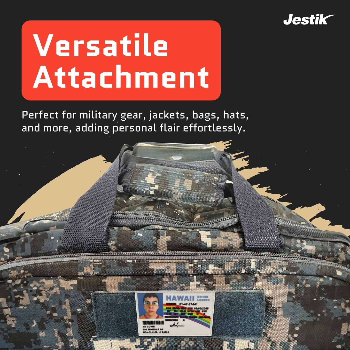 Jestik PVC Patch, Funny Patches, Humorous Tactical Morale Patch with Hook and Loop Fastener, Cute Patches for Backpacks, Military Uniforms, Jeans, Jackets, Vests, Hats & More - McLovin ID Superbad