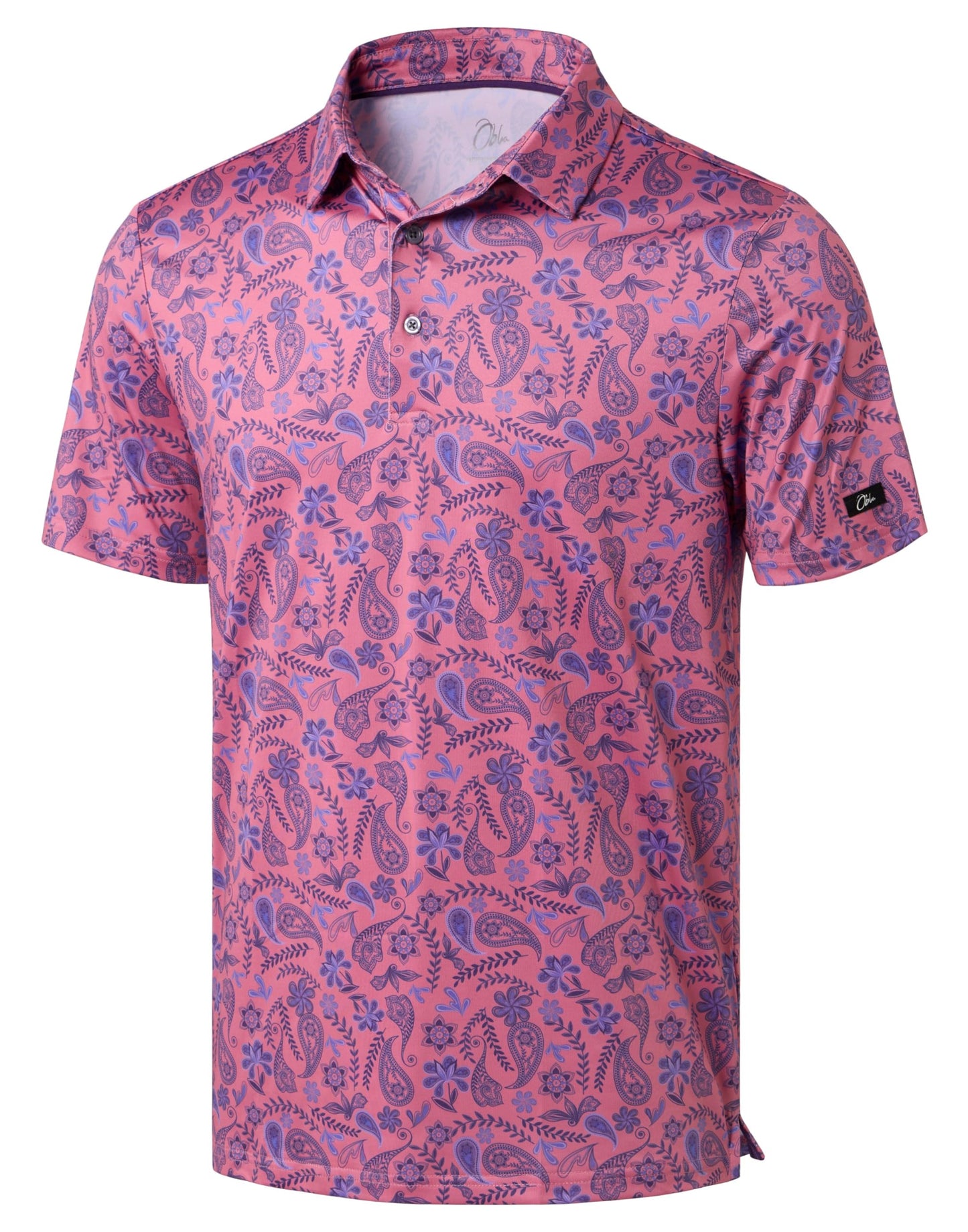 Obla Mens Golf Polo Shirts Short Sleeve Dry Fit Performance Moisture Wicking Casual Print Collared Golf Shirts for Men(Blue Paisley_XXXL)