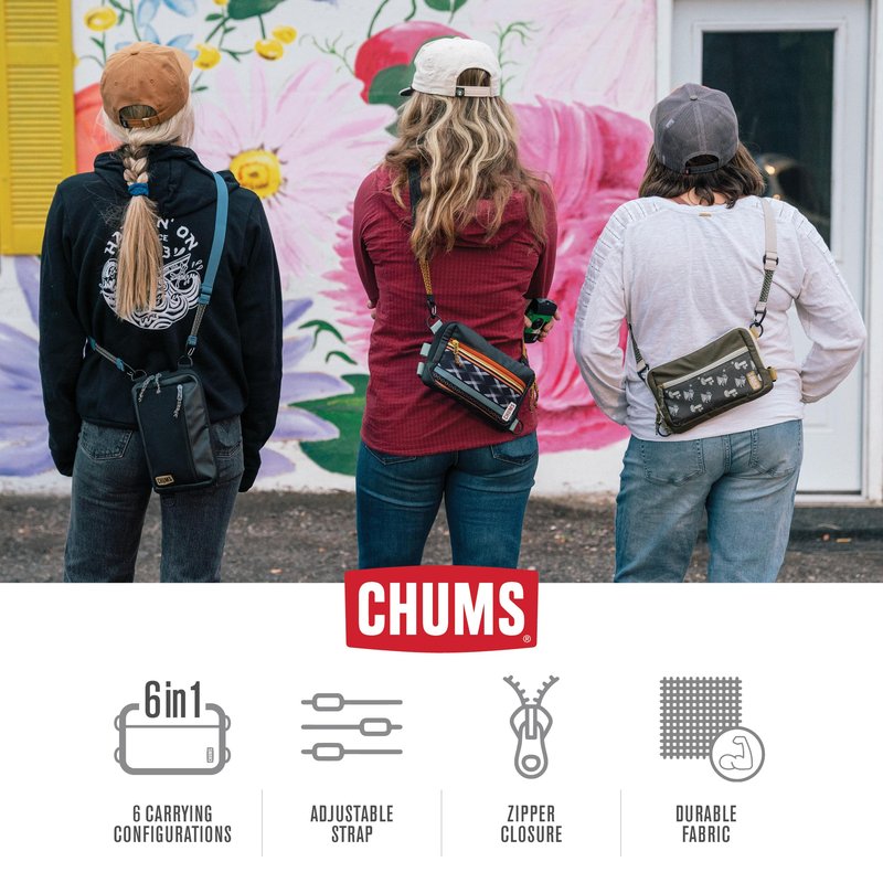 Chums Rover Crossbody Sling Bag for Women & Men – Convertible, Multi-Pocket Day Pack for Travel (Western Black)