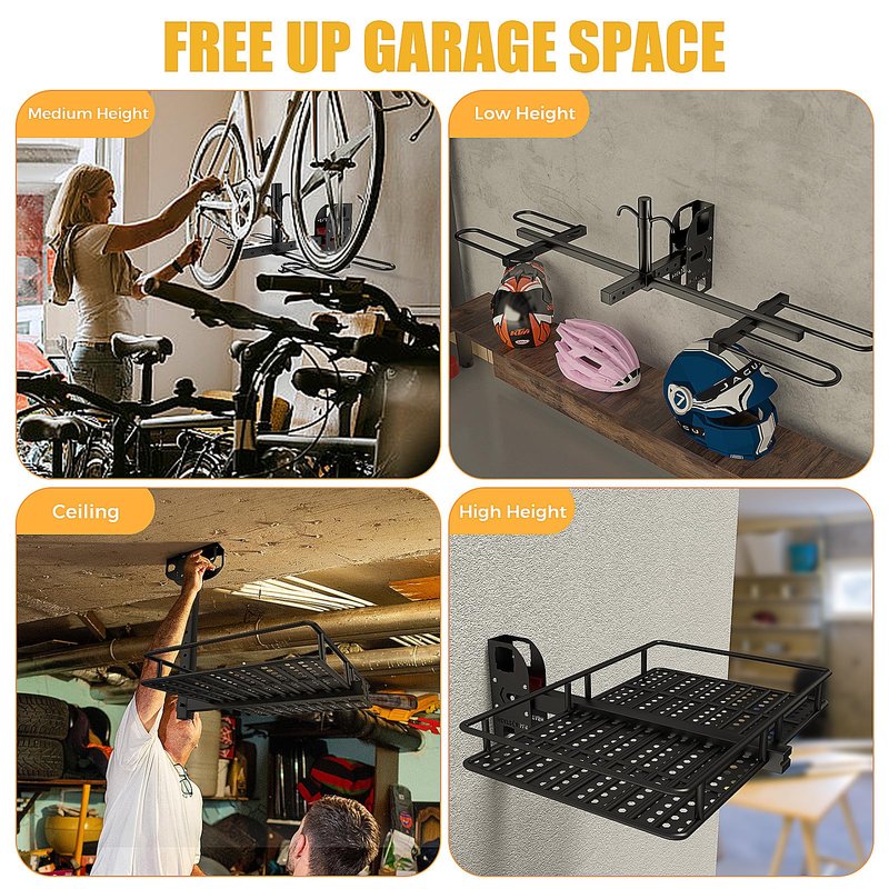 Hitch Wall Mount Bike Rack,Trailer Hitch Wall Mount Receiver Adjustable 1.25" to 2" for Garage Organization,Heavy Duty Hitch Wall Mount Storage Rack Hold 90lbs,Wall Mounted Hitch for Bike Rack/Cargo Carrier