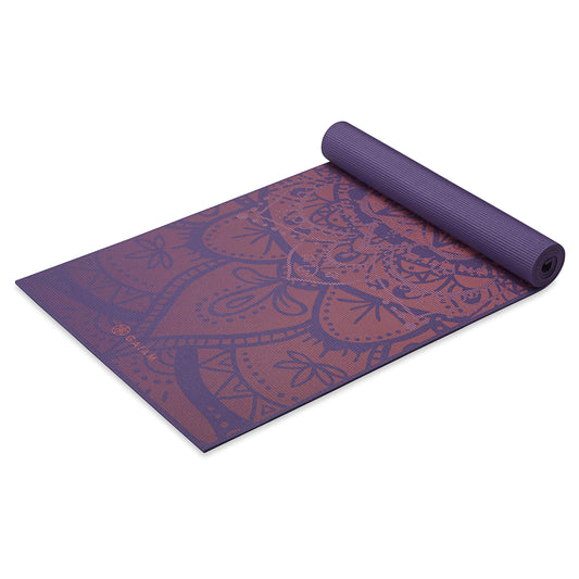 Gaiam Yoga Mat Premium Print Extra Thick Non Slip Exercise & Fitness Mat for All Types of Yoga, Pilates & Floor Workouts, Sundial Layers, 6mm