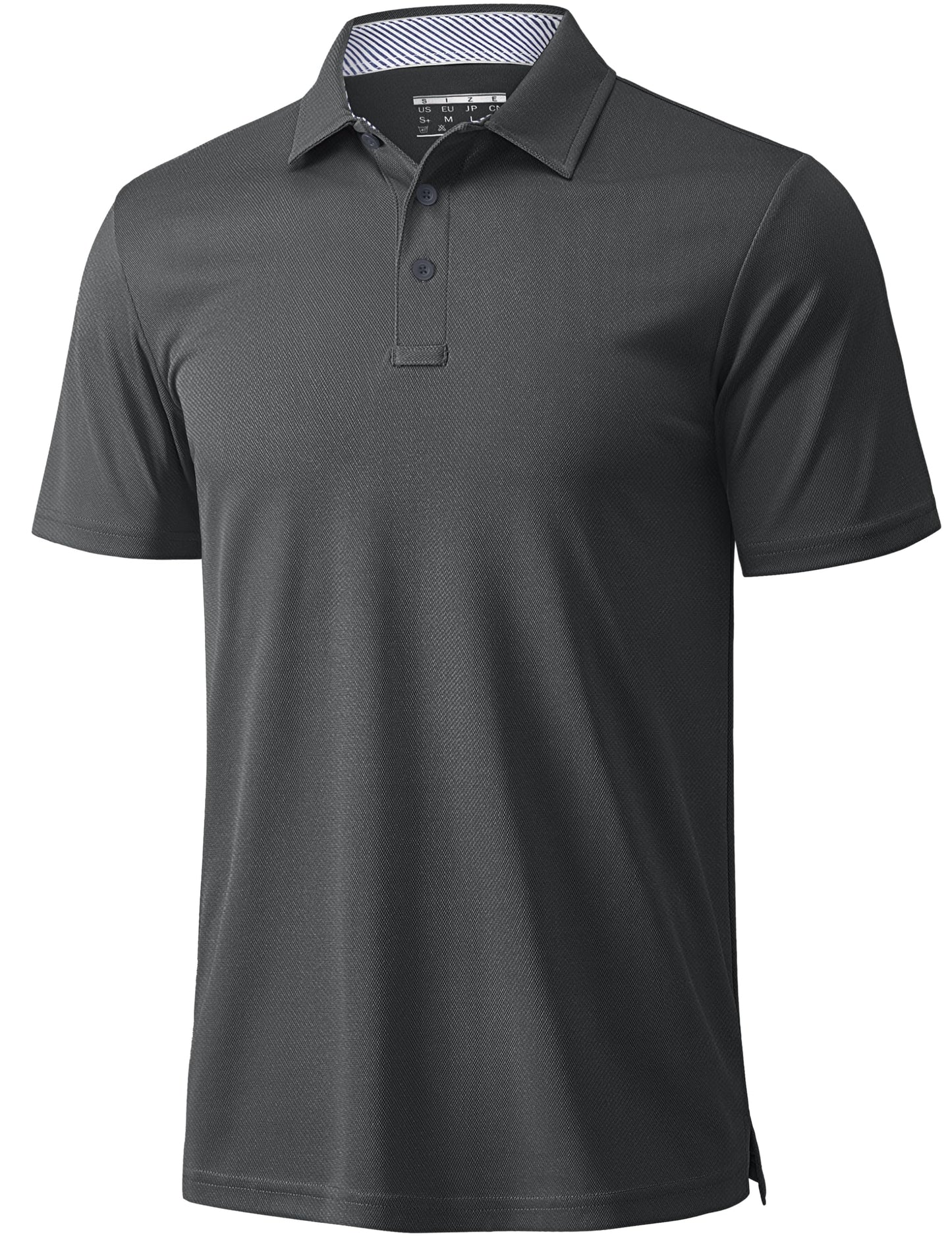 MAGCOMSEN Men's Polo Shirts Short Sleeve Moisture Wicking Quick Dry Collared Shirt Polyester Performance Athletic Golf Polos Darkgrey