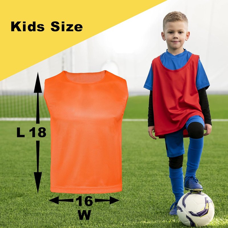 Youth Soccer Pinnies - Breathable Mesh Scrimmage Vests for Sports | Youth Size