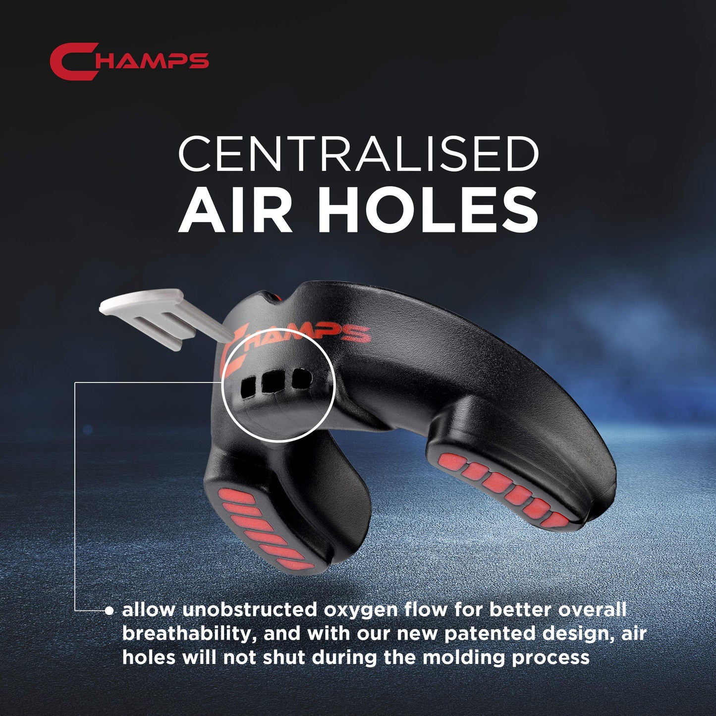 Champs MMA Breathable Mouth Guard for Boxing, MMA, Jiu Jitsu, Muay Thai, Wrestling & Combat Sports – Easy Fit, Boil & Bite Design Mouthpiece – Durable Boxing Mouthguard for Men & Adults, Case Included