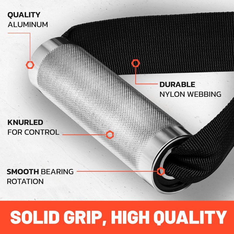 Bells of Steel Aluminum Exercise Handles for Cable Machine Attachment Premium Gym Handles for Functional Trainers, Smooth-Bearing Rotation, Light Knurling Grip, Rust-Resistant, Sold in Pairs