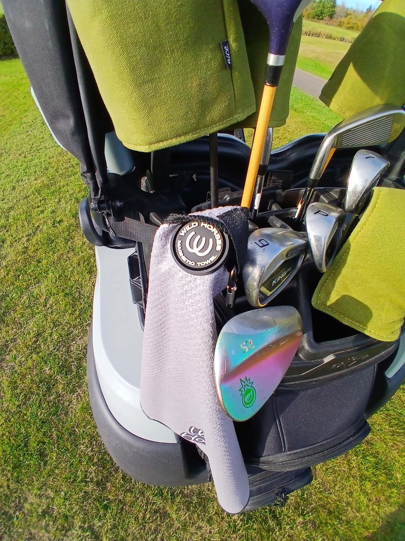 Wild Horses Magnetic Golf Towel 18x18 Microfiber Waffle Weave Style with Grey Golf Towel Magnet & Clip - Quick Dry Magnetic Towel for Men and Women