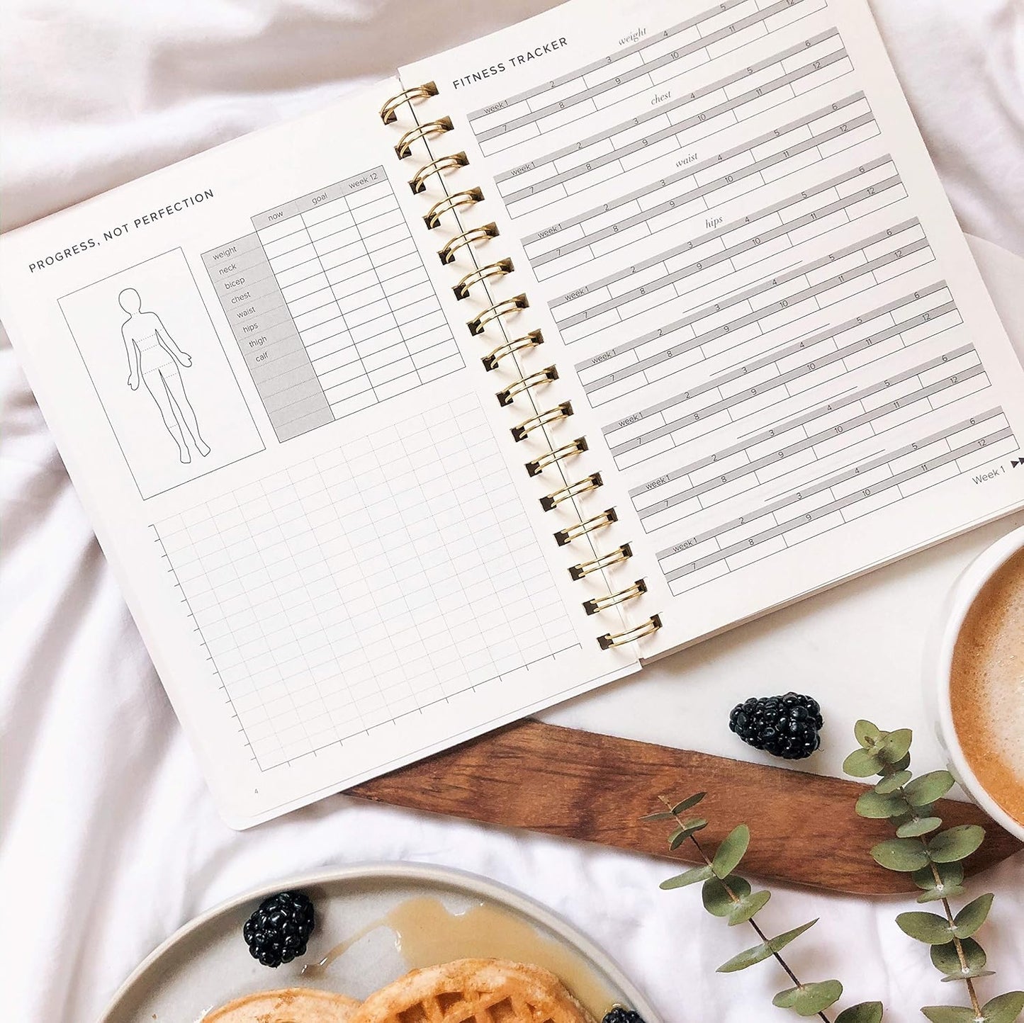 Food and Exercise Journal for Women - Track Meals, Nutrition & Weight Loss | 90 Days, Walnut Brown, 8.5 x 6 Inches