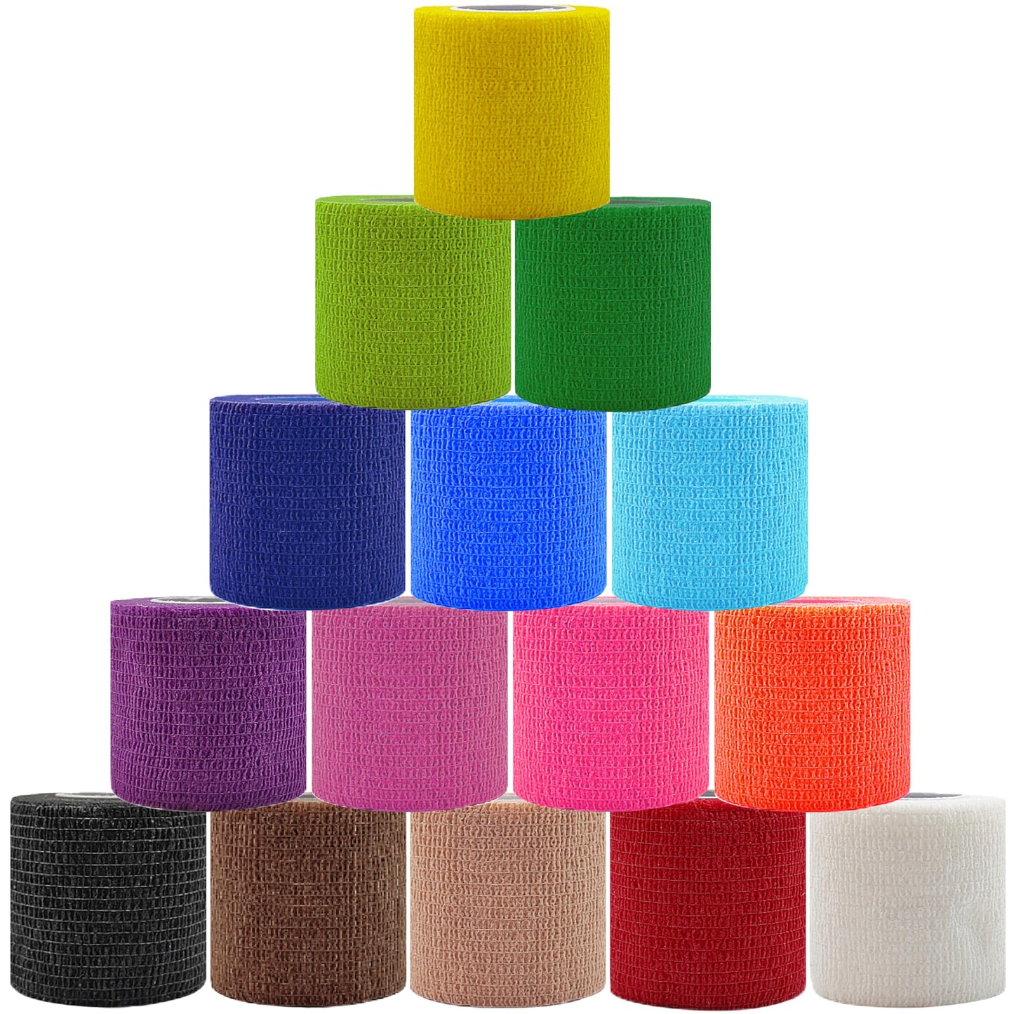 15 Pack Self Adhesive Bandage Wrap 2 Inch x 5 Yards (Mix)