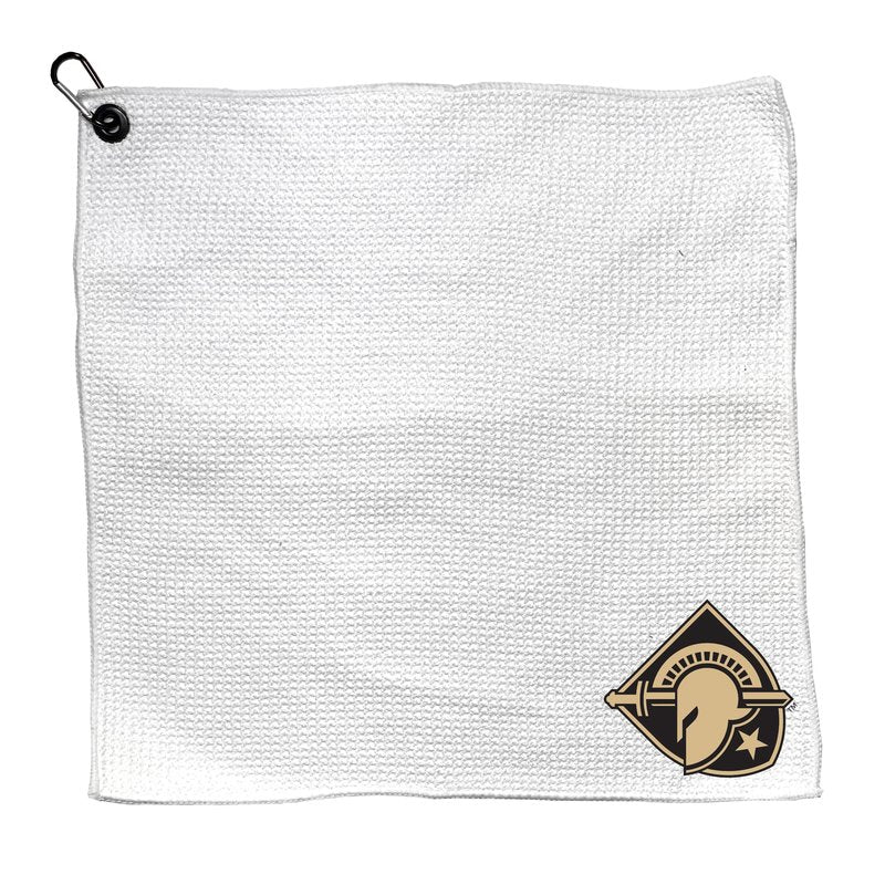 Team Golf NCAA WESTPOINT - Army Microfiber Towel - 15" X 15" (White) with Carabiner Clip, Premium Microfiber with Deep Waffle Pockets - Superior Water Absorption and Quick Dry Golf Cleaning Towel