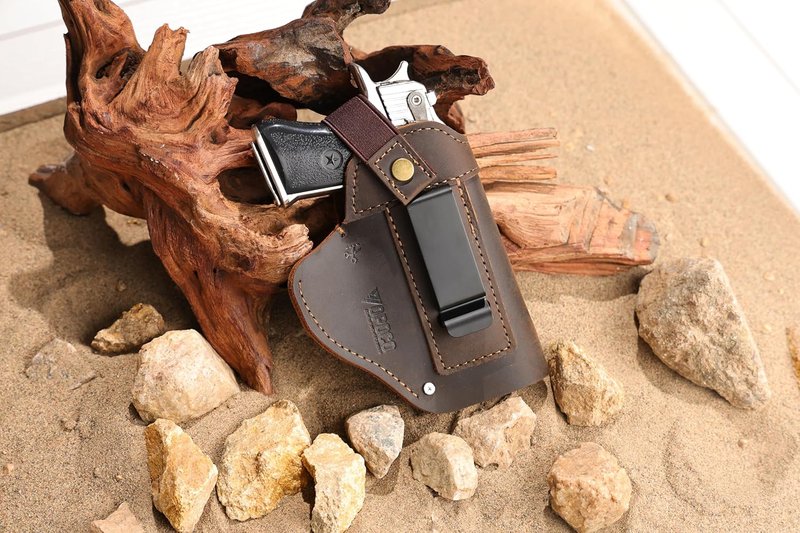 Universal Leather Gun Holster - IWB/OWB Concealed Carry for Glock, Taurus, Sig, M&P | Fits Most Pistols