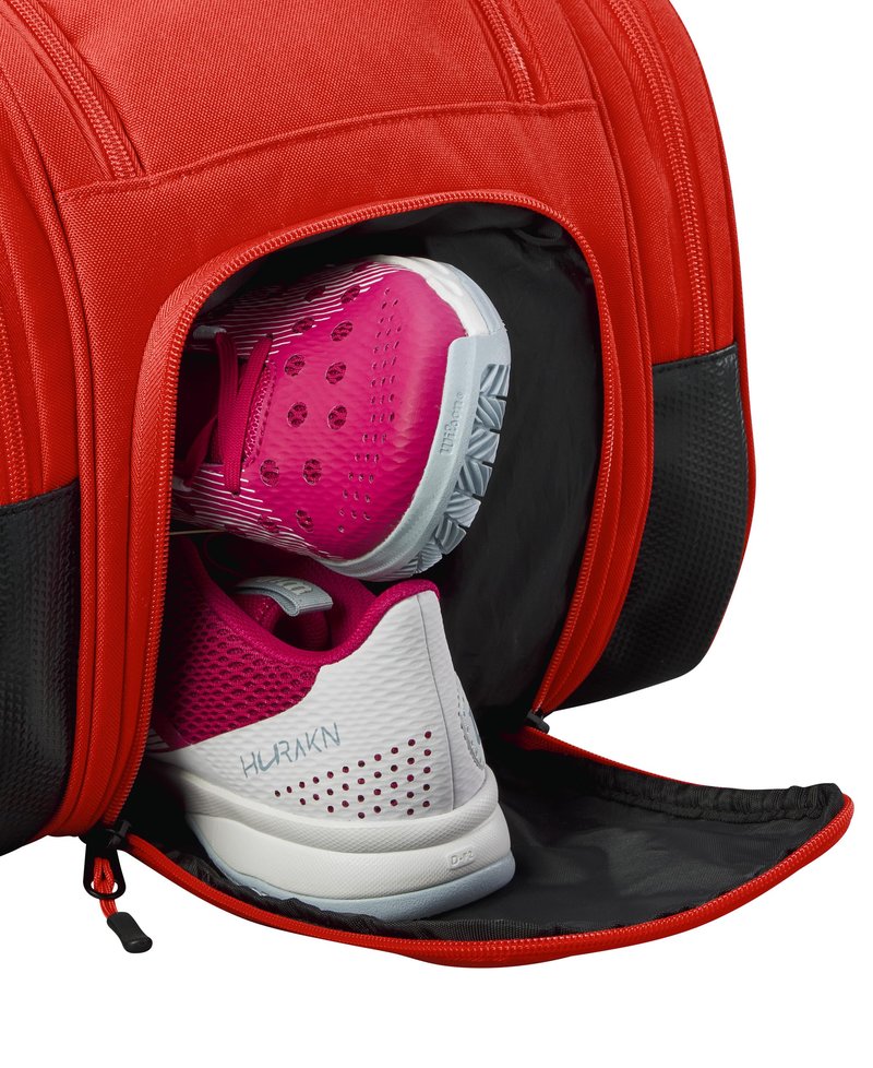 WILSON Tour Padel Bag - Holds up to 6 Paddles, Red/Black