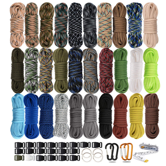 550 Paracord Type III - Survival Paracord Bracelet Rope Kits - Tent Rope Parachute Cord Combo Crafting Kits, Many Colors of Outdoor Survival Rope - Great Gift (30 COLOR)