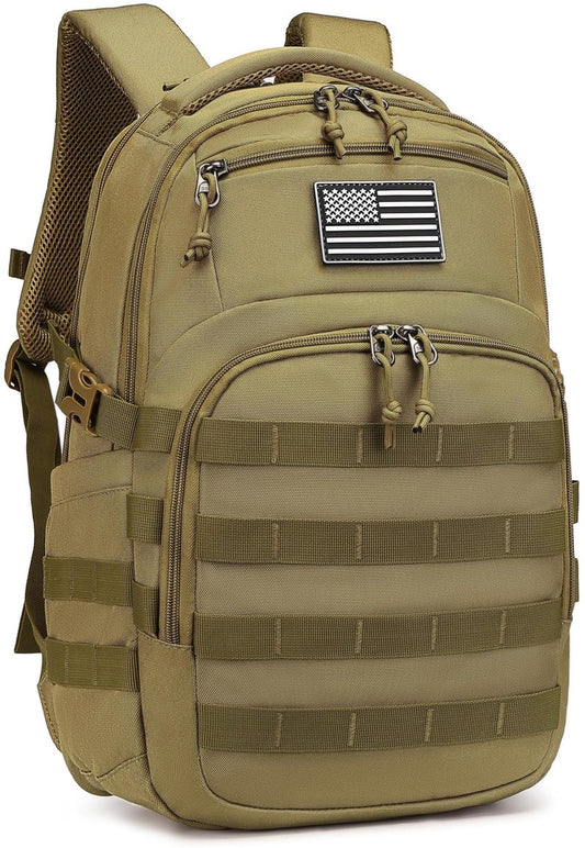 Wotony Military tactical backpack, backpack for men black small tactical assault bag (Khaki, 20 inch)