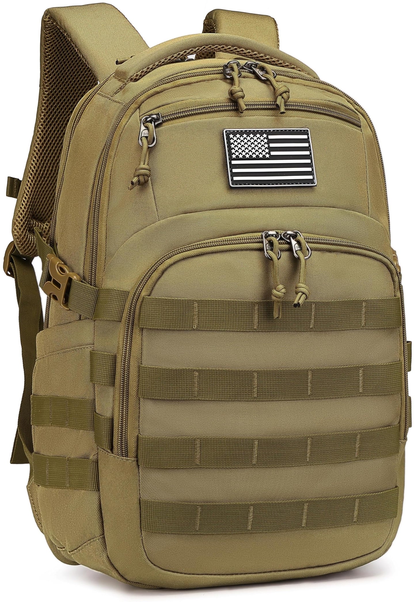 Wotony Military tactical backpack, nylon military MOLLE backpack, 3-day assault bag, used for outdoor hiking, camping and hunting (Khaki)