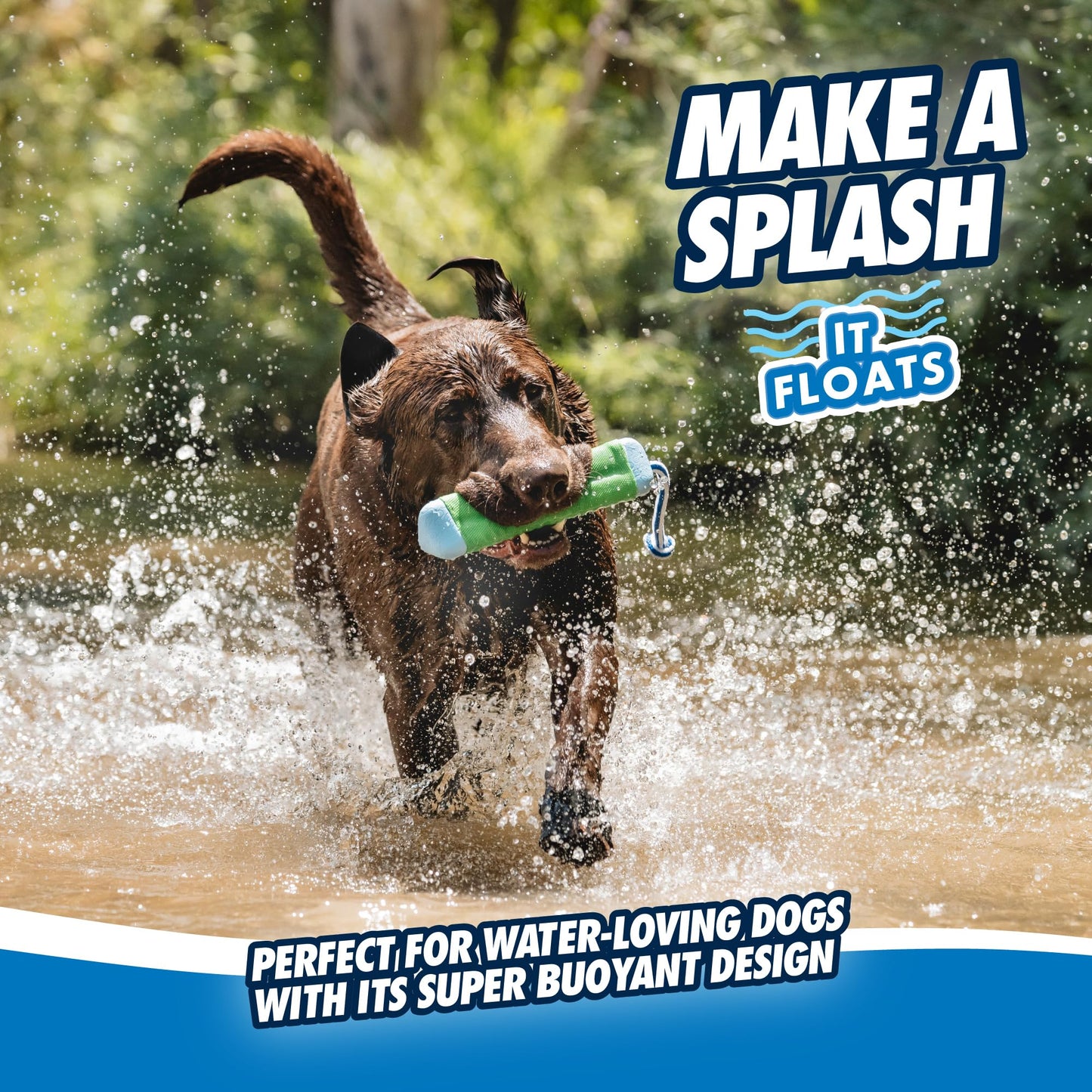 Chuckit! Amphibious Bumper Floating Fetch Dog Toy For Waterplay, Small For Dogs Up To 60 lb, 1.62"L x 8.5” H x 3.5" W, Assorted