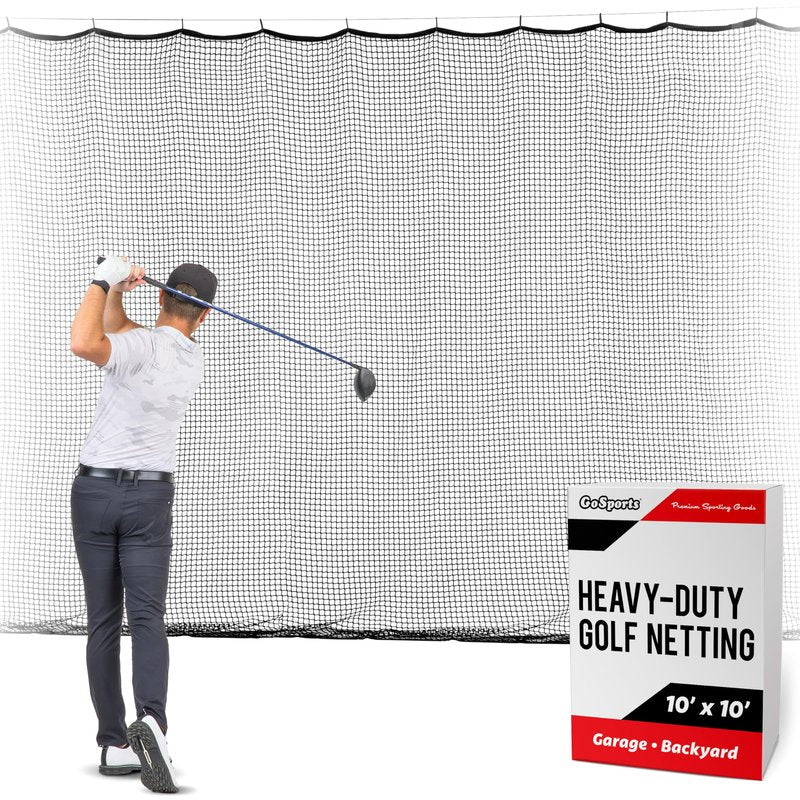 GoSports 10 ft x 10 ft Sports Netting - Hitting Net for Golf, Baseball, Hockey, Soccer, LAX and More