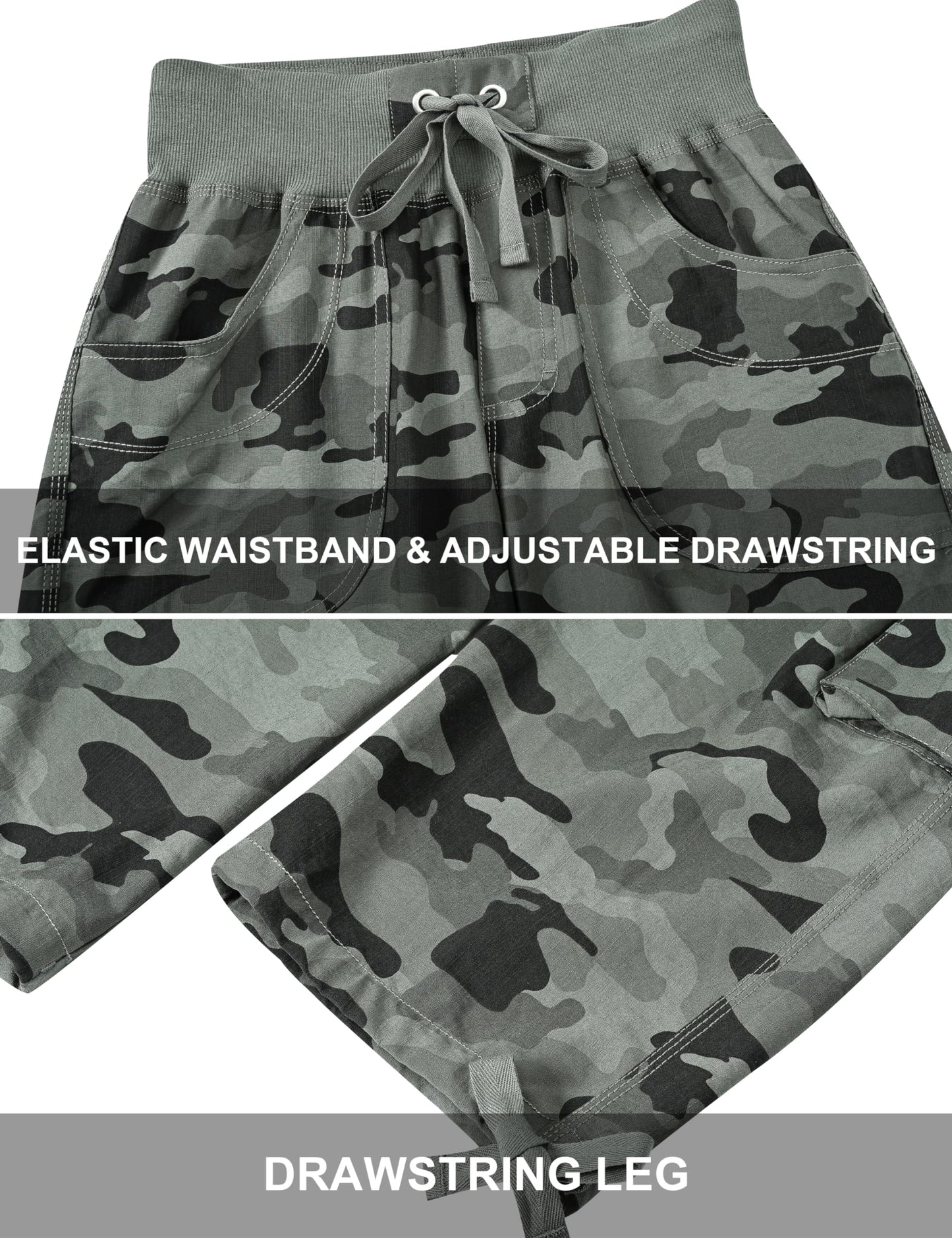 MoFiz Hiking Cargo Shorts for Women Outdoor Quick Dry Athletic Shorts for Boating Camping with Pockets Camo Green L