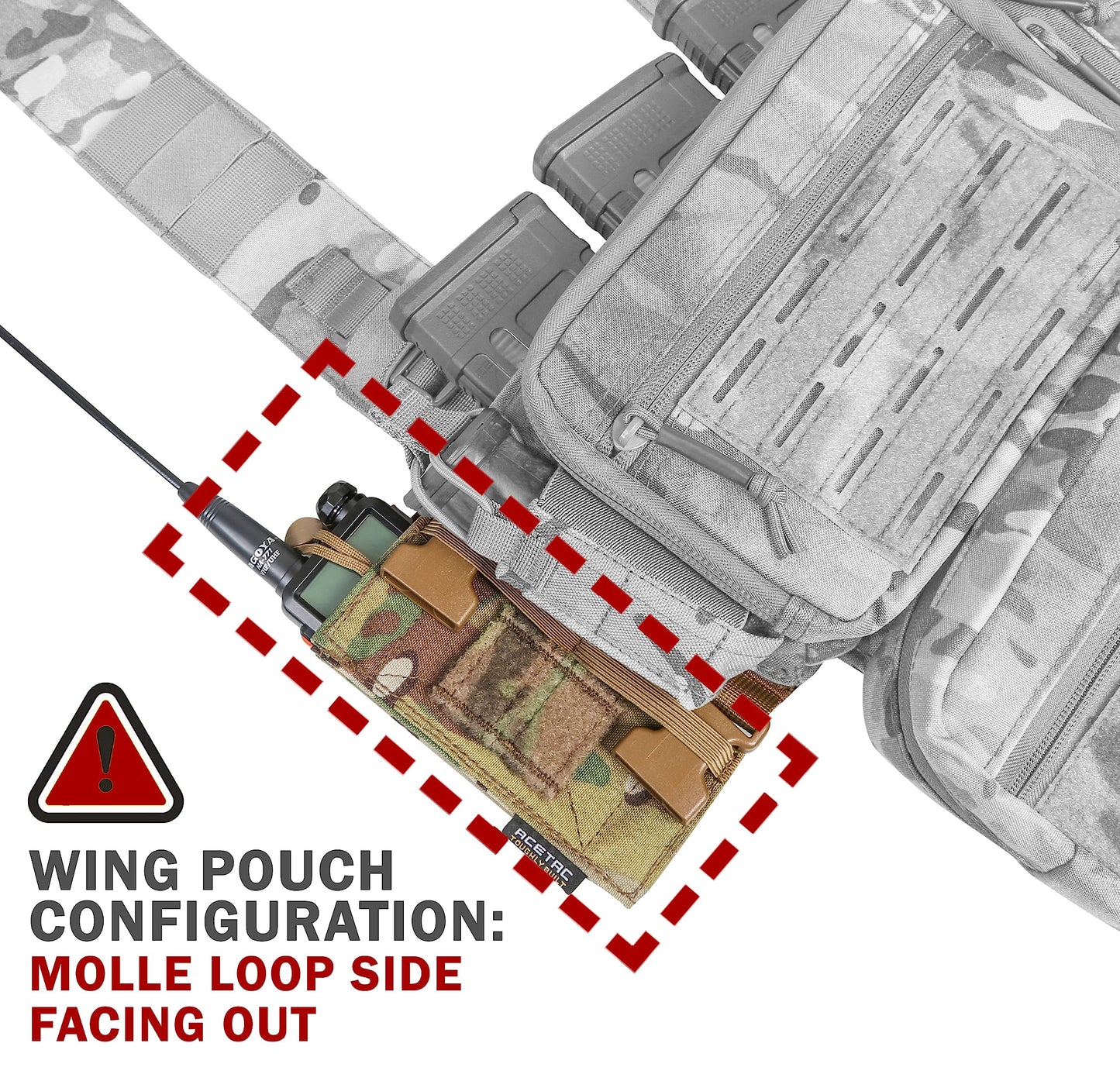 ACETAC S.O.P. Tactical Chest Rig with 5.56/7.62 Magazine Pouch Holder, Pistol Pouch, Wing Pouch, Molle Dangler Pouch (Wolf Grey)