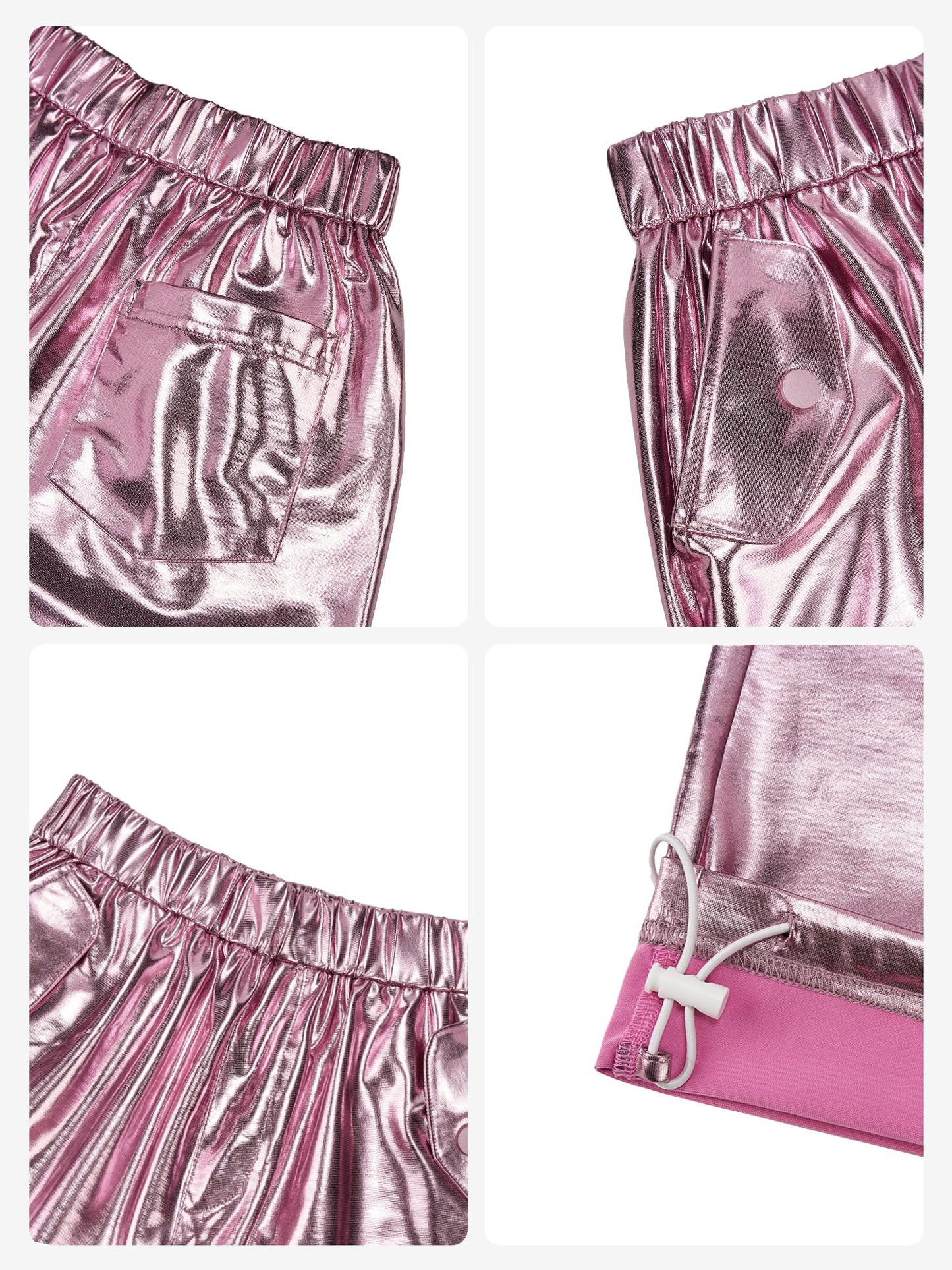 Stelle Girls Metallic Hip Hop Pants Shiny Cargo Joggers Pant