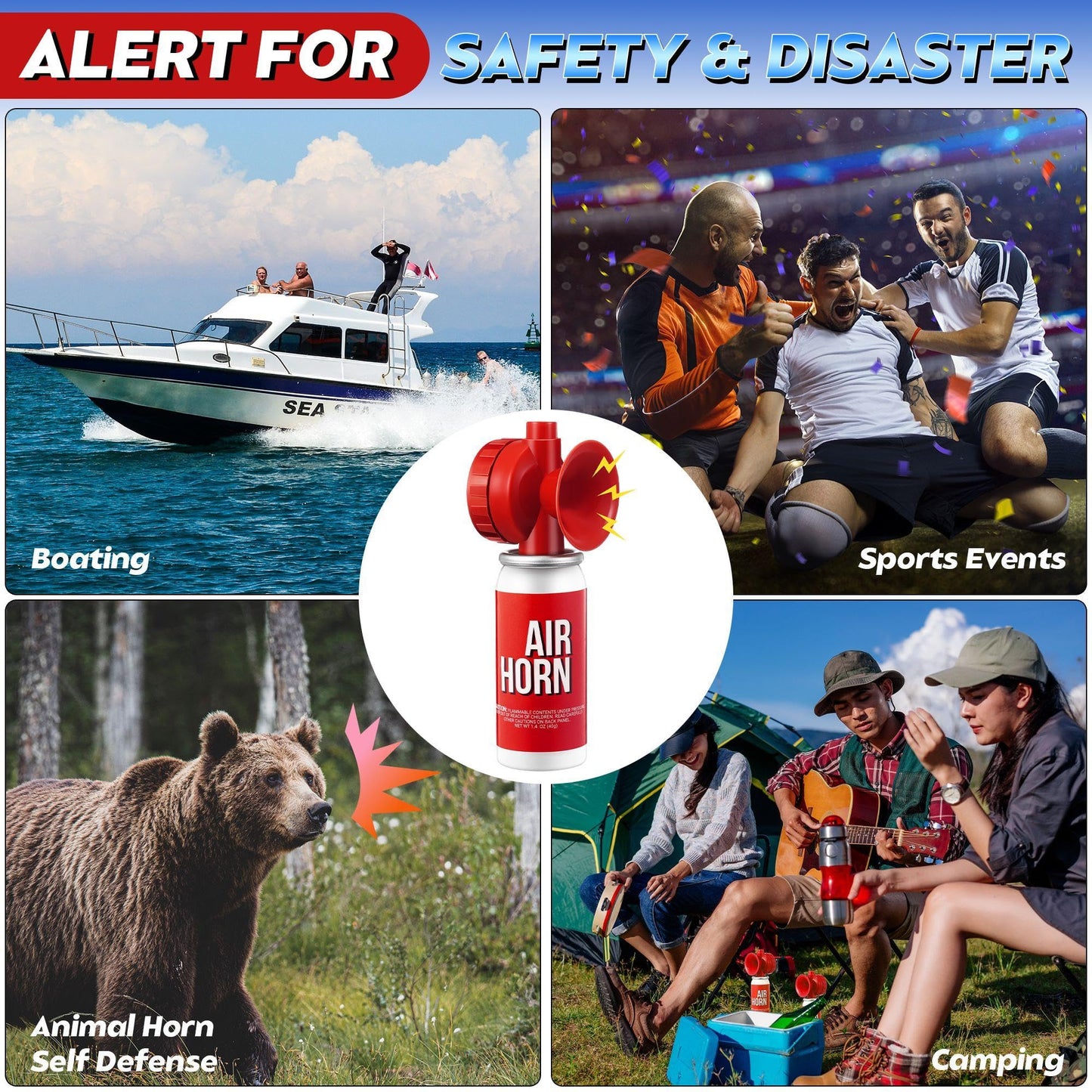 Saillong 1 Pack 1.4oz Boat Air Horn for Safety, Loud Marine Air Horns Can, Mini Small Blow Fog Bear Horn, Emergency Use for Sporting Events, Boat, Animal Alarm