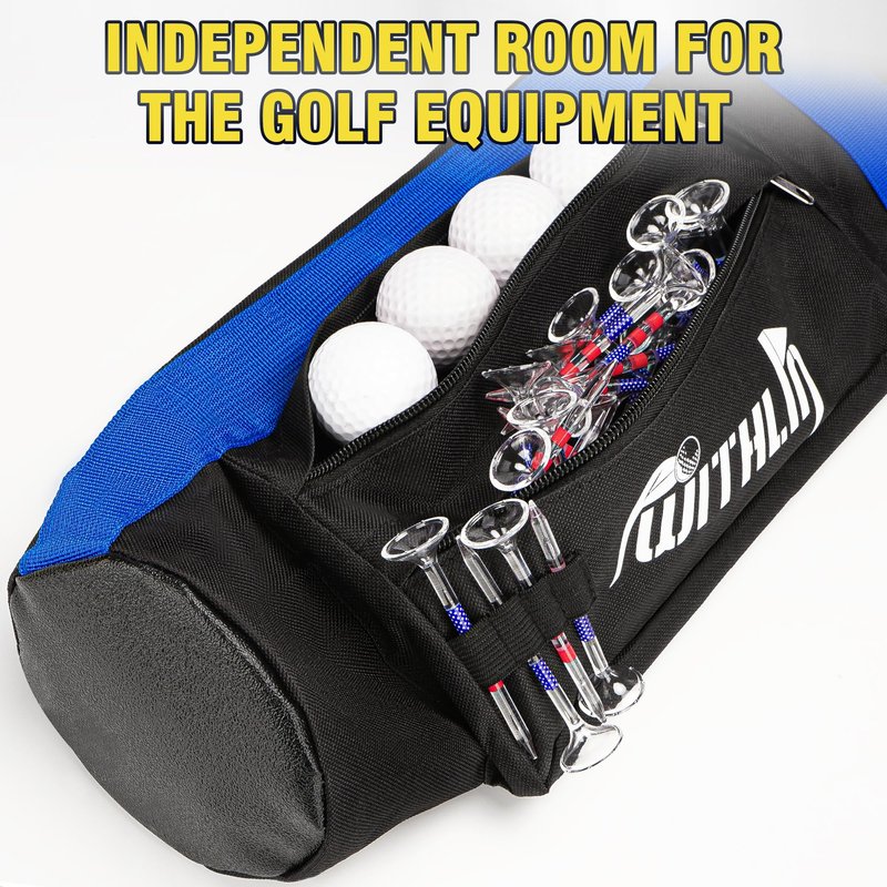 prowithlin Small Golf Bag, Portable Golfer Travel Bag with Several Clubs, Lightweight to Carry for Par 3 & Short Game, Men's Golfers Great Accessory and Gift, Nylon, Black