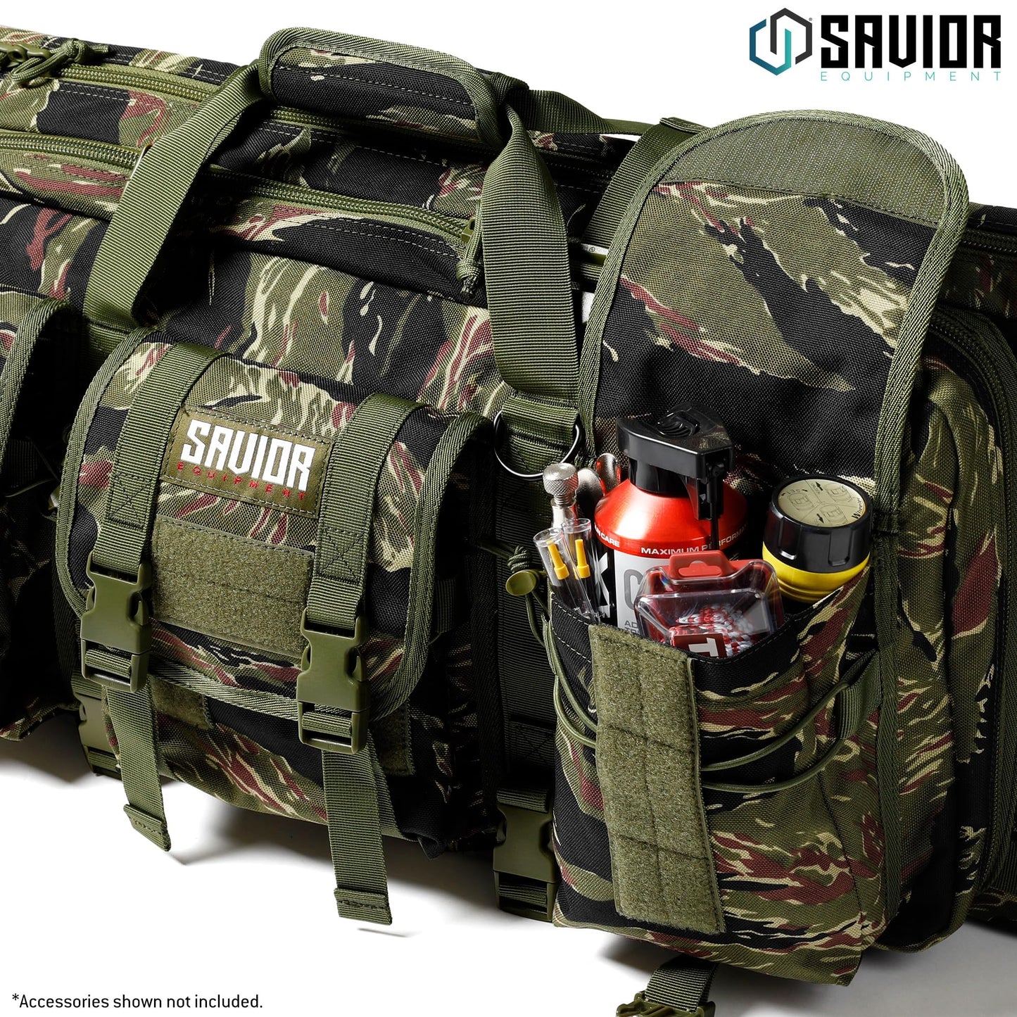 Savior Equipment American Classic Tactical Double Long Gun Bag Pistol Transportation Case w/Backpack Strap, 46 Inch Tiger Stripe