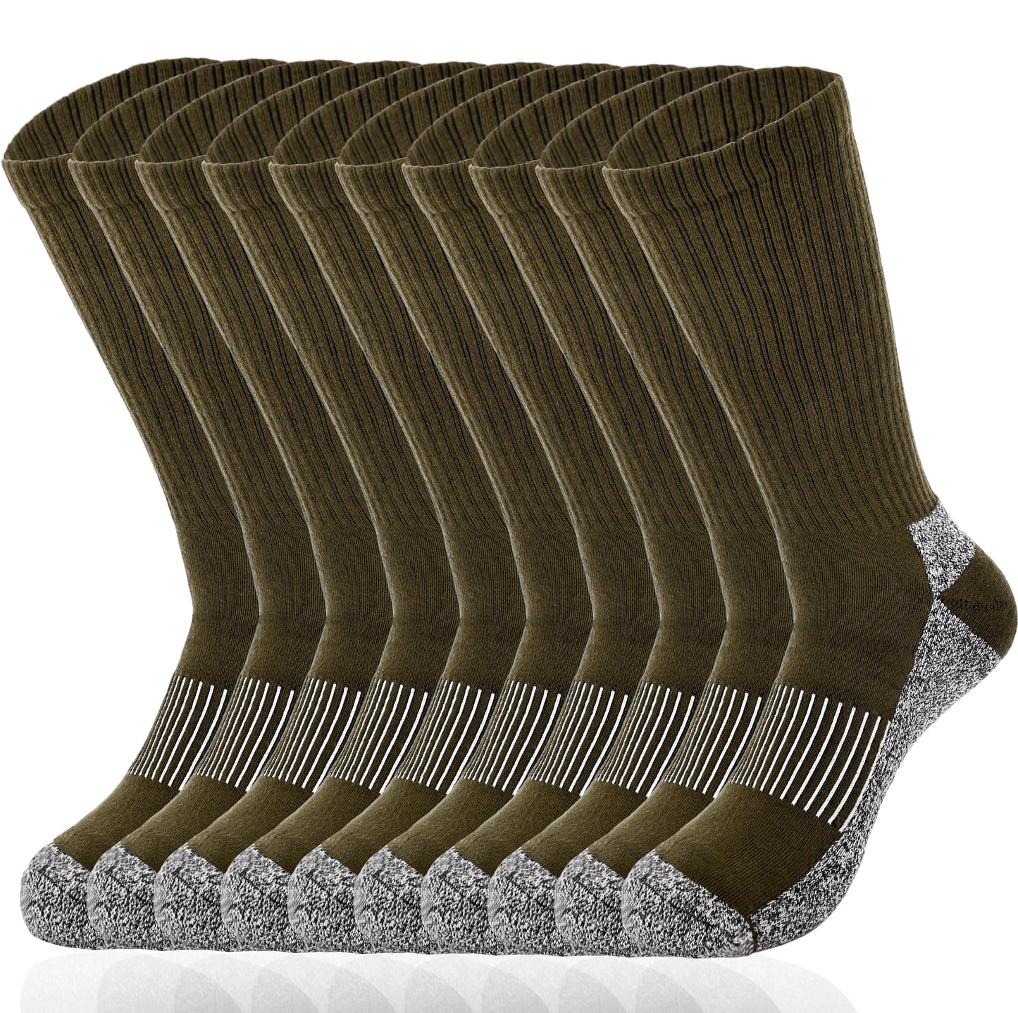 Skyebed 5 Pairs Mens Military Socks Army Green Hiking Socks Crew Boot Socks Moisture Wicking for Soldier Policemen Work Sports Hiking